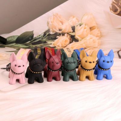 China Handsome Mini Cute French Bulldog Keychain Puppies Dog Keychain Purse Leather Plastic Keychain for Men Boy and Girl Women Pet Lover for sale