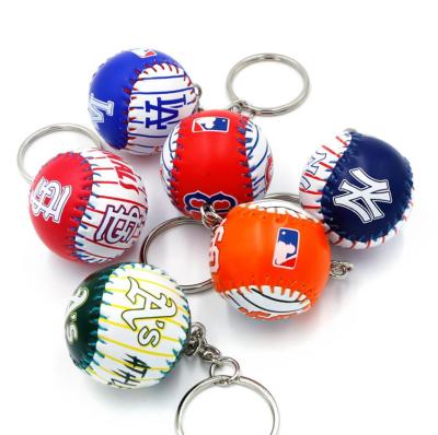 China 3D MLB Car Pendant Keychain Baseball 6 Teams High Quality Leather Ball Keyring For Men Boy And Girl Women Sports Lover for sale