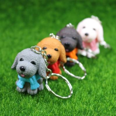 China Mini Cute Scarf Puppy Keychain Handsome Puppies Plastic Dog Keyring Pendant Keychain for Men Boy and Girl Women Pet Lover for sale