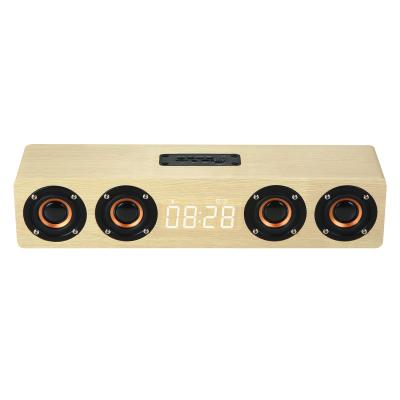 China New Support BT TF FM Radio Subwoofer Hi-Fi AUX Wooden Soundbar Digita W8C Wireless Speaker. retro alarm clock dolby for sale