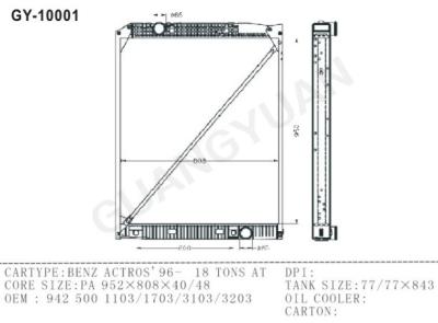 China Plastic Tank 9425001103 de Radiators van de Aluminiumvrachtwagen voor BENZactros AutoMotoronderdelen Te koop