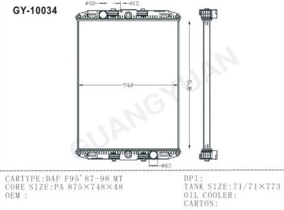 China Hochfester Kern-Aluminiumersatz-Heizkörper/Hochleistungs-LKW-Heizkörper für DAF zu verkaufen