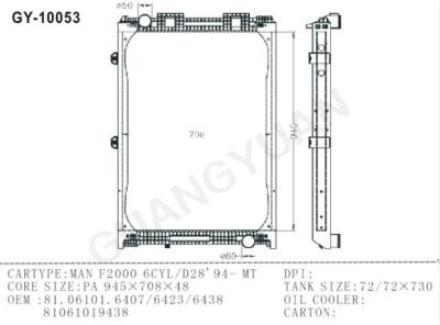 China Radiadores de aluminio del camión del OEM 81061016438, moho anti del radiador del camión del hombre en venta