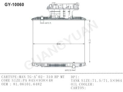 China Automatic Transmission Aluminium Truck Radiators For MAN Safety 81061016482 for sale