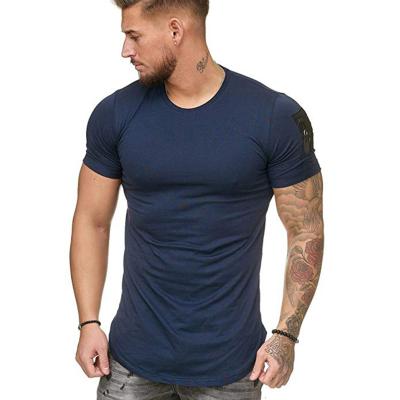 China New off the shoulder men's supply anti-pilling personality pocket zipper men's short sleeve t-shirt large size round neck design for sale