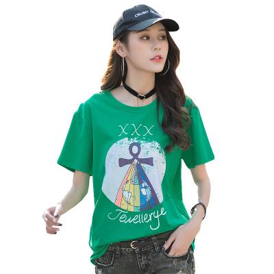 China Custom Print Breathable Essential Summer Anti-wrinkle Cotton Casual T-shirt For Women for sale