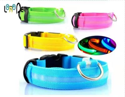 China LED Viable Nylon Dog Collar, Night Safety Flashing Glow in the Dark Dog Leash, Purses Luminous Fluorescent Collars Pet Supplies for sale