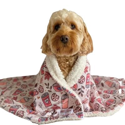 China 70*100 Sustainable Inches Paw Boutique Printed Custom Design Super Soft Fleece Sherpa Blanket For Dog for sale