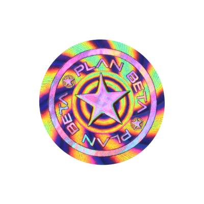 China Custom Round 3d Reflection Rainbow Laser Holographic Adhesive Stickers Label for sale