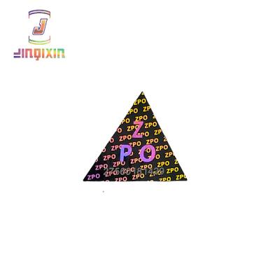 China Holographic Triangle Letter A Custom Serial Number 3D Printed Hologram Tamper Visible Label Sticker for sale