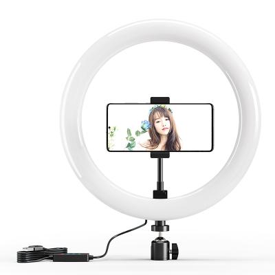 China Mini Table Top Dimmable Remote Controlled Photographic Lighting 10 Inch LED Ring Light For Live Broadcast for sale