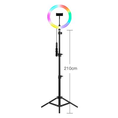 China Mini Starbea Portable Beauty Photography Visual Light RGB 10 LED Ring Light Flexible Selfie Tripod Stand With 2.1m Inch for sale