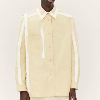 China New Design OEM Best Quality Breathable Shirt Long Sleeve Garment-Dyed Striped Cotton Shirt In Yellow For Men for sale