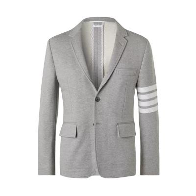 China Breathable Cotton OEM Custom Made Service Mens Casual Striped Blazer Fashion Man Fashion Leisure Striped Suit for sale