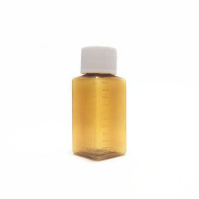 China PET 100ml square amber pharmaceutical amber bottle with child safe cap for syrup for sale