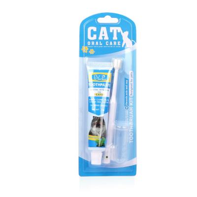 China Viable Factory Wholesale 3 in 1 Pet Cat Dog Toothbrush Set Dog Dental Care Toothbrush and Toothpaste Set for sale