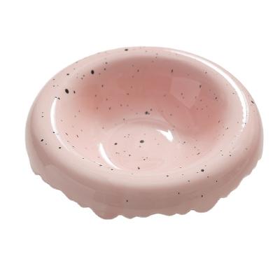 China Sustainable Wholesale Customized Frosted Dog Bowls Non Slip Ceramic Pet Bowls Pet Chubby Splattering Ink Bowls for sale