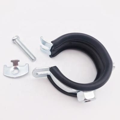 China 2022 Heating System Pipe Clamp With M8 Weld Carbon Steel Pipe Double Pipe Clip Rubber Adjustable Clamp for sale