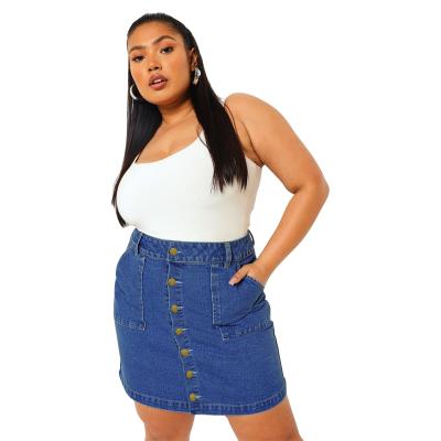 China New Plus Size Women's Denim Skirt With Front Buckle And Tight-fitting Denim Skirt With Hip Skirt for sale