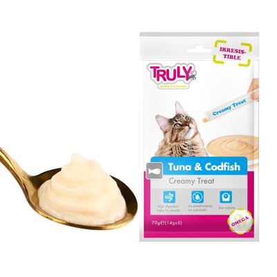 China Truly Creamy Lickable Treats Viable - Tuna & Cods Cat Treats OEM Cat Food Manufacturer Organic 70g for sale