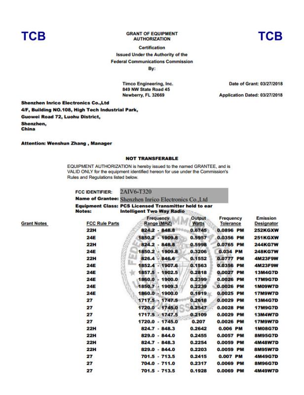 FCC - Inrico Technologies Co., LTD.