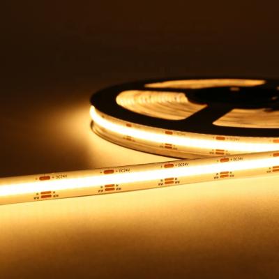 China Residential COB WW/CW Led Strip Lights 24W DC 24V COB 90Ra Flexible LED Strip With 608chips for sale