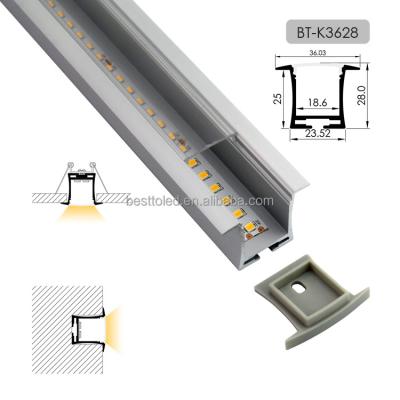 China W36*H28mm Fine Anodized Aluminum Alloy Factory Supply Recessed Mounted Aluminum LED Profile LED Extrusion For LED Strips for sale