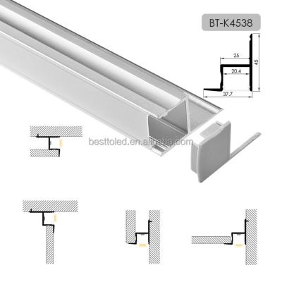 China Heatsink China Supply W45*H37.7mm Recessed Illumination High Quality Aluminum Front Lighted Ledge Profile For Cove Lighting for sale