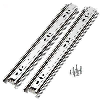 China Contemporary Stainless Steel Drawer Rail Three Section Pad Damping Mute Slide Rail 3 Track Guide Wedge Cabinet Thickening Slideway for sale