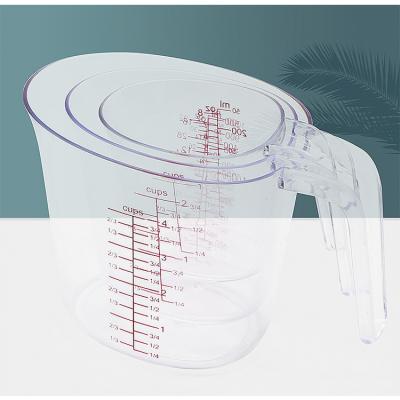 China New Style 3Pcs Sustainable Stackable Heat Resistant Glass Measuring Cup Set With Handle for sale