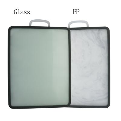 China Viable Chopper Double Sided Glass Plastic Cutting Board For Kitchen for sale