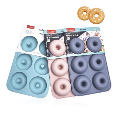 China Sustainable 6Cups High Quality Non-Stick Silicone Baking Chocolate Baking Pan Donut Molds for sale