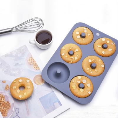 China Viable Wholesale Silicone Donut Molds 6Cups Cake Mold Pastry Baking Tool for sale