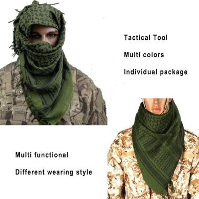 China Lightweight Desert 43inch Shemagh Desert Keffiyeh Head Neck Scarf Wrap Army Arab Scarf Military Tactical Shemagh With Tassel for sale