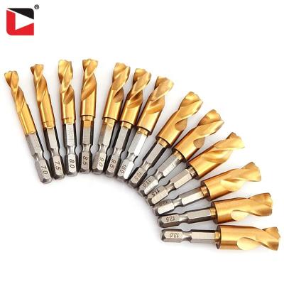 China Wholesale Stainless Steel Hex Shank Titanium Nitride Twist Drill Bit for sale