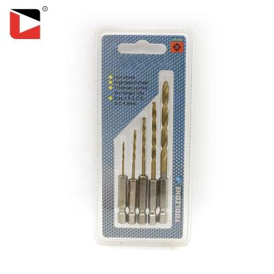 China Titanium Stainless Steel 5pcs Hex Shank Drill Bit Set For Metal for sale