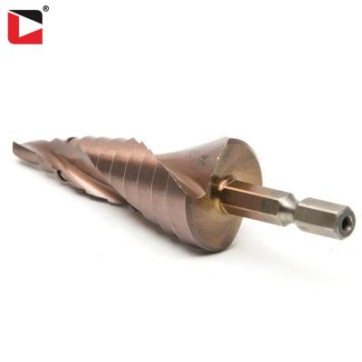 China 6-24mm Hss Co M35 Aluminum Spiral Flute Step Drill Bit For Metal for sale