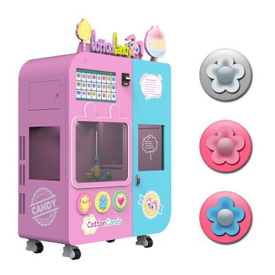 China Exclusive Hotel Subway Station Shopping Mall Chip Wireless Temperature Control Without Wear Silk Cotton Candy Vending Machine for sale