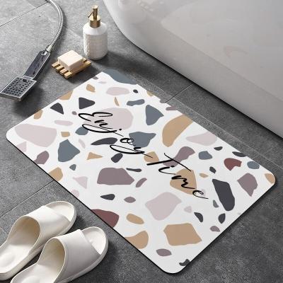 China Anti Slip Terrazzo Design Bath Mat Soft Quick Drying Natural Mat Diatomite Mat for sale