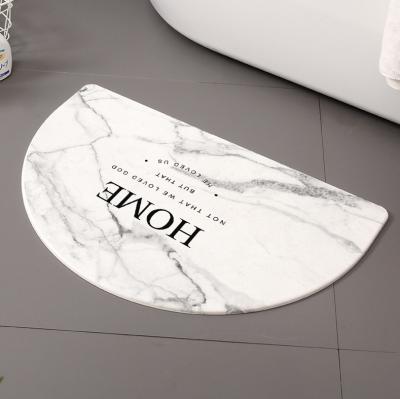 China Diatomaceous Earth Half Moon Hard Absorbing Carpet Anti Slip Bathroom Floor Mat for sale