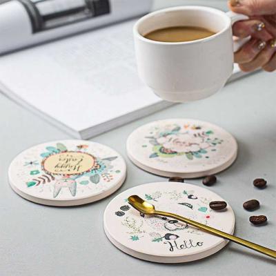 China Sustainable Custom Print Coasters For Beverage Absorbent Diatomite Coaster for sale