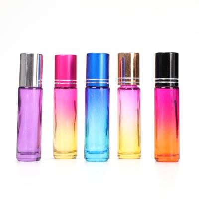 China Personal Care Cosmetic Packaging 10ml Gradient Rose Gold Lip Oil Container Roll On Bottle for sale