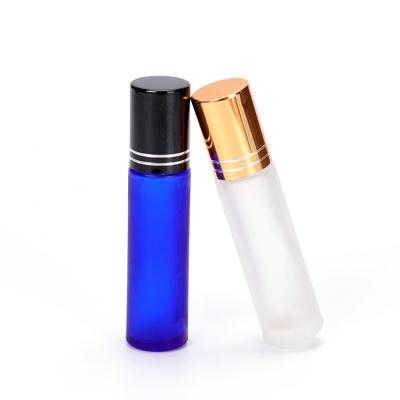 China Blue Glass Frosted Car Perfumes 10ml Personal Care Perfume Roll On Air Freshener Bottles for sale