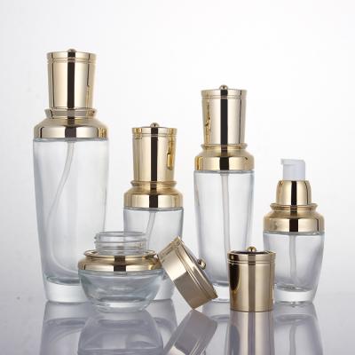 China Custom Personal Care Cosmetic Packaging Face Beauty Lotion Luxury Glass Cream Glass Bottle for sale