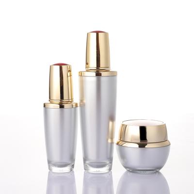 China Personal Luxury Empty Plastic Skin Care Pump Cosmetic Packaging Container Jar Skin Care Packaging Set Bottle for sale