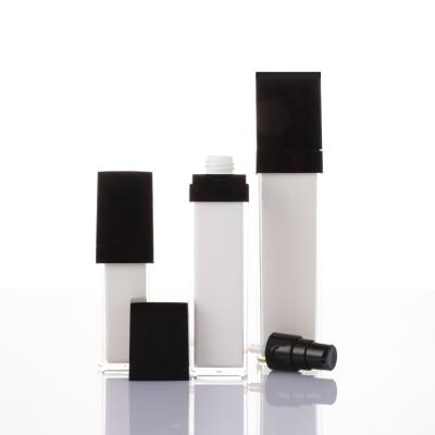 China Black And White Square Personal Care Acrylic Bottles Airless Pump Face Cream Acrylic Bottles For Cosmetics for sale