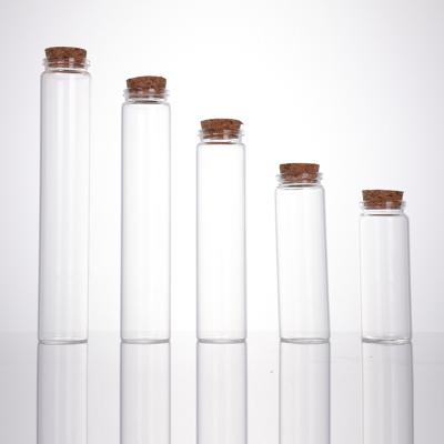 China Gift & Custom Clear Glass Craft Wish Bottle Straight Tube Drift Packaging With Cork for sale