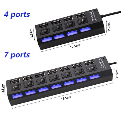 China High Speed ​​Charging+Data Transfer 7 Ports USB 3.0 HUB Multi Ports USB Splitter With 7 Turn ON Button for sale