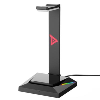 China RGB Backlight RGB Light Dual USB Gaming Music Headphone Stand Holder Stand Cable Light Backlight Hanger for sale