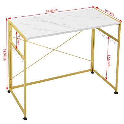 China Factory Modern Simple Folding Small Computer Desk Study Table 39.4inch Foldable White Marble Computer Desk For Home for sale